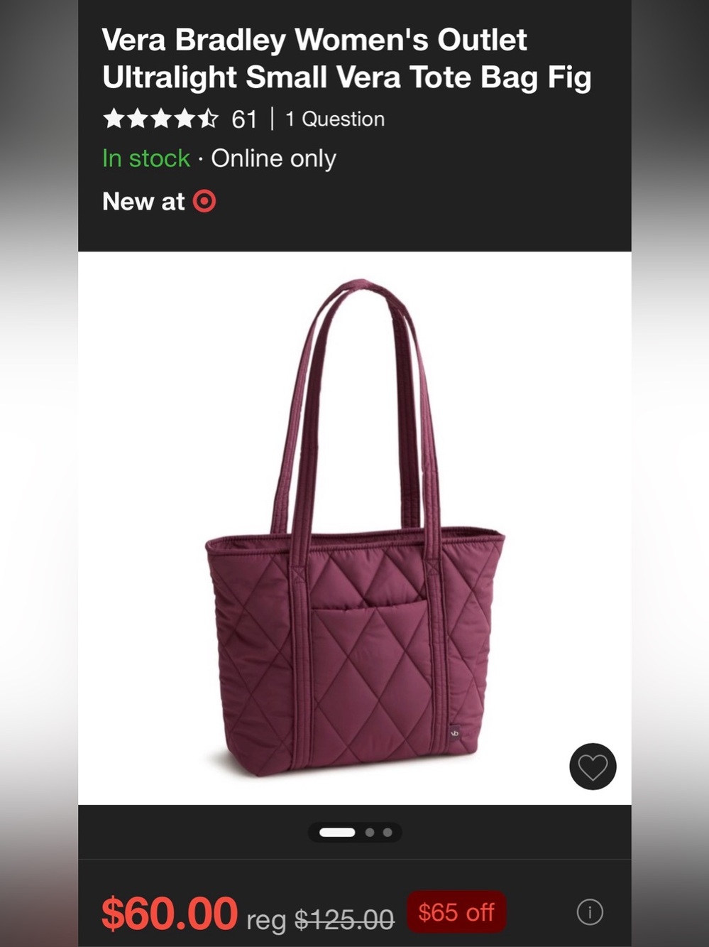 Vera Bradley Lightweight Tote - Picture 2 of 3